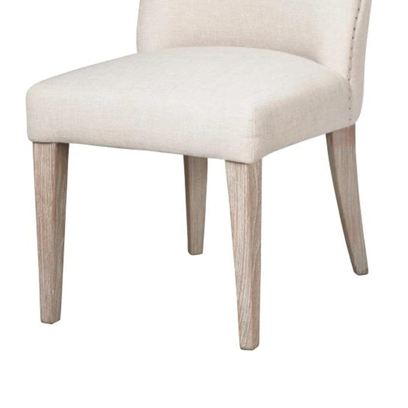 Lot de 2 chaises de salle à manger Fume, dossier courbé, bois d'orme, tissu blanc