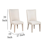 Lot de 2 chaises de salle à manger Fume, dossier courbé, bois d'orme, tissu blanc