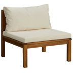 Ensemble de canapé modulable d'extérieur 6 places Lave, couleur ivoire, table basse en bois marron