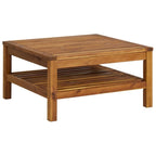 Ensemble de canapé modulable d'extérieur 6 places Lave, couleur ivoire, table basse en bois marron