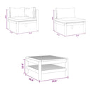 Ensemble de canapé modulable d'extérieur 6 places Lave, couleur ivoire, table basse en bois marron