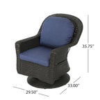 Lot de 2 fauteuils d'appoint pivotants d'extérieur Kaia, en résine tressée, bleus