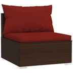 Joez Ensemble de canapés modulaires d'extérieur 4 pièces, table basse, rotin, rouge