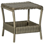 Ensemble de 3 chaises longues d'extérieur avec 1 table d'appoint, Noir, Rotin marron