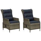 Ensemble de 3 chaises longues d'extérieur avec 1 table d'appoint, Noir, Rotin marron