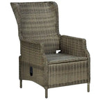 Ensemble de 3 chaises longues d'extérieur avec 1 table d'appoint, Noir, Rotin marron