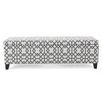 Banc ottoman de rangement Flash, tissu gris clair à motif géométrique, 130 cm