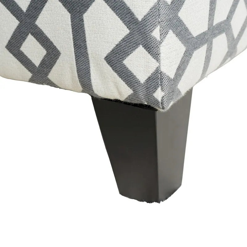Banc ottoman de rangement Flash, tissu gris clair à motif géométrique, 130 cm