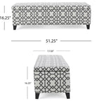 Banc ottoman de rangement Flash, tissu gris clair à motif géométrique, 130 cm