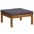Canapé modulaire d'extérieur 5 places, table basse à lattes, bois d'acacia marron