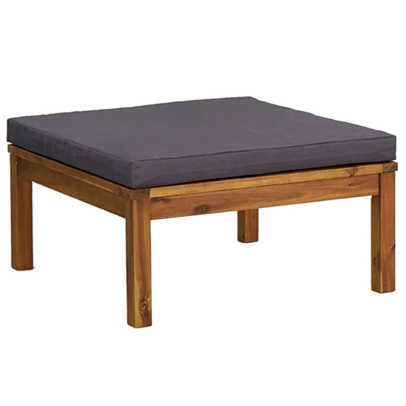 Canapé modulaire d'extérieur 5 places, table basse à lattes, bois d'acacia marron
