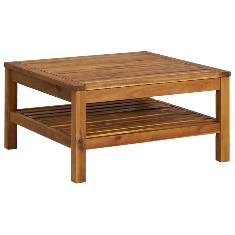 Canapé modulaire d'extérieur 5 places, table basse à lattes, bois d'acacia marron