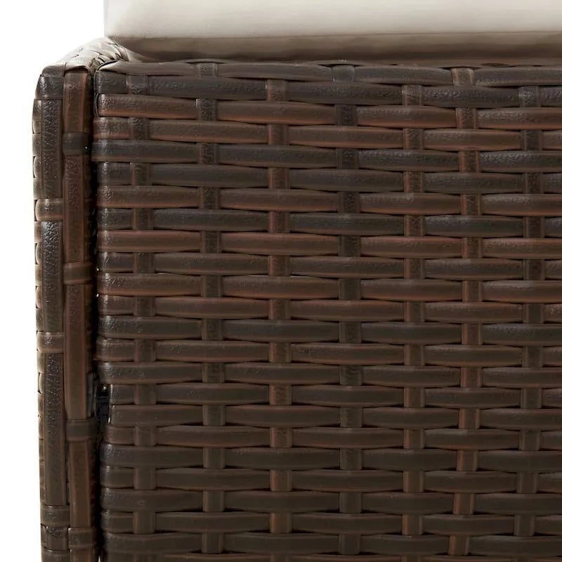 Bain de soleil d'extérieur pour jardin, coussins en polyester blancs, rotin synthétique marron