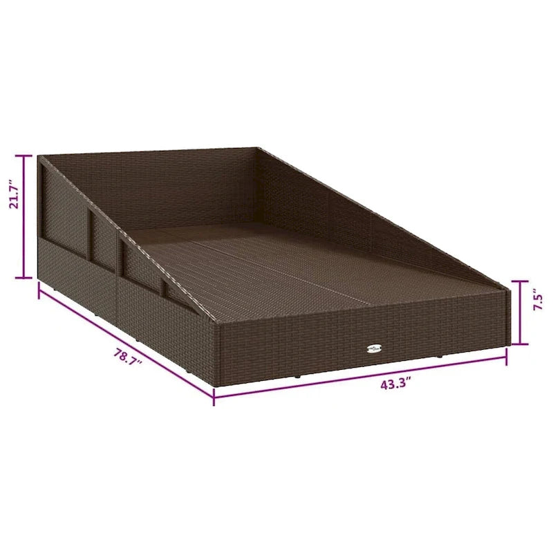 Bain de soleil d'extérieur pour jardin, coussins en polyester blancs, rotin synthétique marron