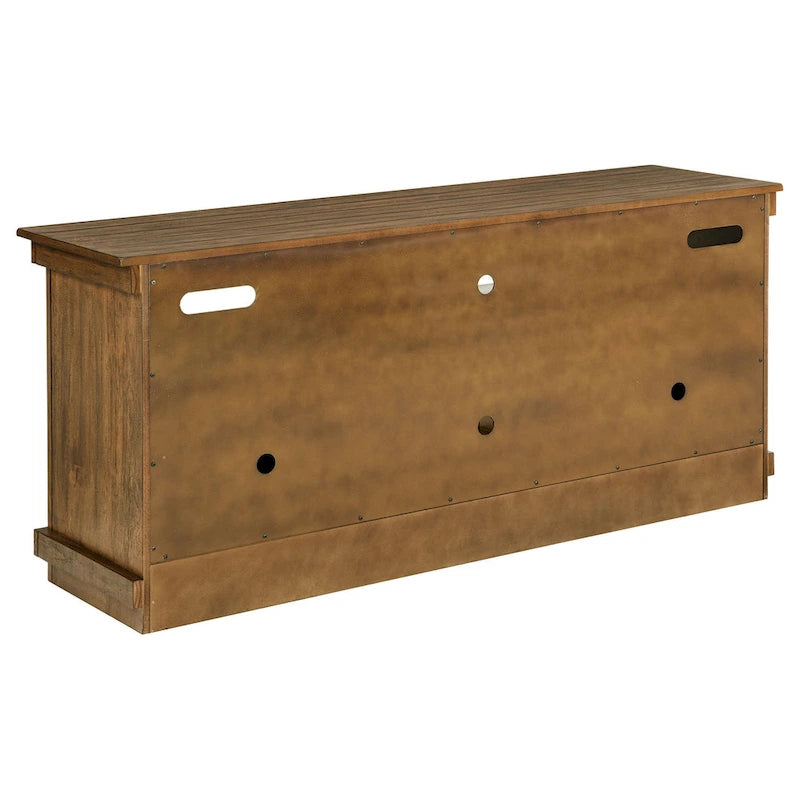 Meuble TV Ayne, 2 portes et 4 étagères, Bois brun 60 pouces