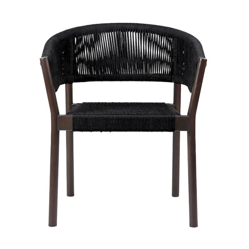 Ensemble de deux chaises de salle à manger d'extérieur en bois massif noir 26