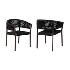Ensemble de deux chaises de salle à manger d'extérieur en bois massif noir 26