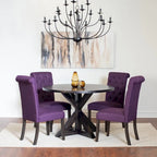 Ensemble de salle à manger rond 5 pièces, ensemble de meubles de salle à manger avec table à manger en croix et 4 chaises rembourrées