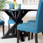 Ensemble de salle à manger rond 5 pièces, ensemble de meubles de salle à manger avec table à manger en croix et 4 chaises rembourrées