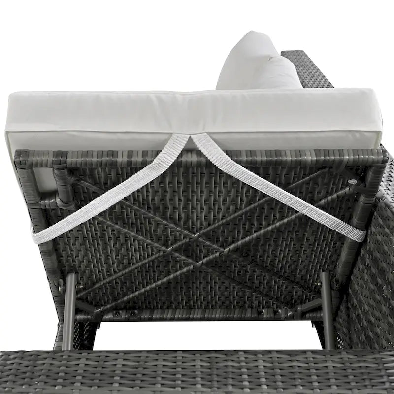 Ensemble de mobilier d'extérieur 6 pièces, ensemble de conversation de patio toutes saisons, ensemble de canapés en rotin avec coffre de rangement et table en verre trempé