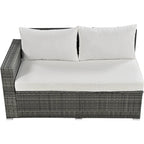 Ensemble de mobilier d'extérieur 6 pièces, ensemble de conversation de patio toutes saisons, ensemble de canapés en rotin avec coffre de rangement et table en verre trempé
