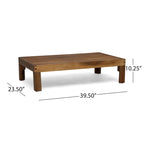 Ensemble de conversation d'extérieur 3 pièces en forme de L, ensemble de mobilier tout temps en bois d'acacia avec pouf et table basse