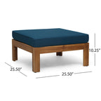 Ensemble de conversation d'extérieur 3 pièces en forme de L, ensemble de mobilier tout temps en bois d'acacia avec pouf et table basse