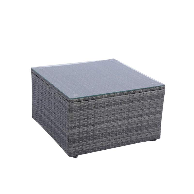 Ensemble de canapé d'angle extérieur 5 pièces, mobilier de conversation en rotin PE résistant aux intempéries avec table basse et 2 oreillers