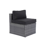 Ensemble de canapé d'angle extérieur 5 pièces, mobilier de conversation en rotin PE résistant aux intempéries avec table basse et 2 oreillers