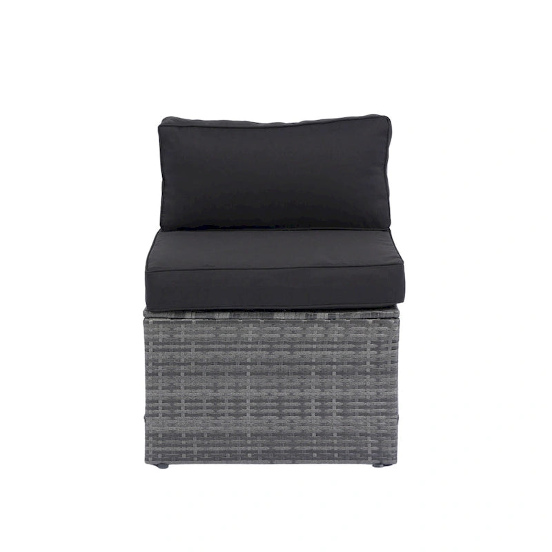 Ensemble de canapé d'angle extérieur 5 pièces, mobilier de conversation en rotin PE résistant aux intempéries avec table basse et 2 oreillers