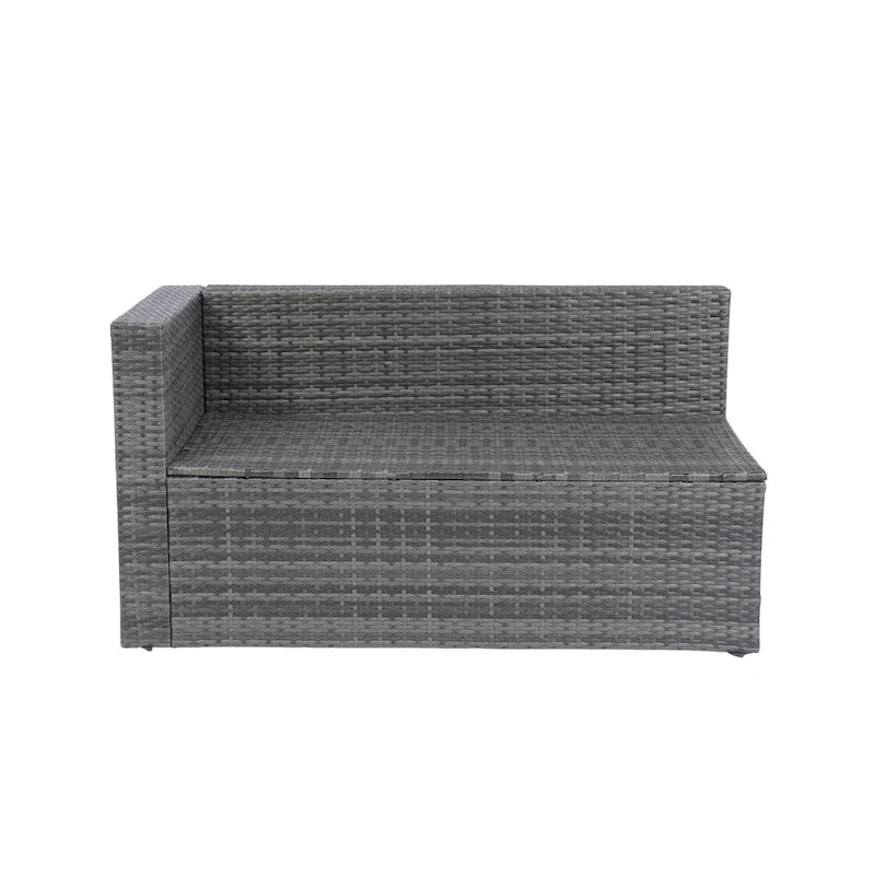 Ensemble de canapé d'angle extérieur 5 pièces, mobilier de conversation en rotin PE résistant aux intempéries avec table basse et 2 oreillers