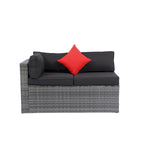 Ensemble de canapé d'angle extérieur 5 pièces, mobilier de conversation en rotin PE résistant aux intempéries avec table basse et 2 oreillers