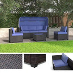 Ensemble de meubles de patio 6 pièces, ensemble de canapés modulaires d'extérieur avec auvent et dossier, ensemble de conversation de patio avec table basse