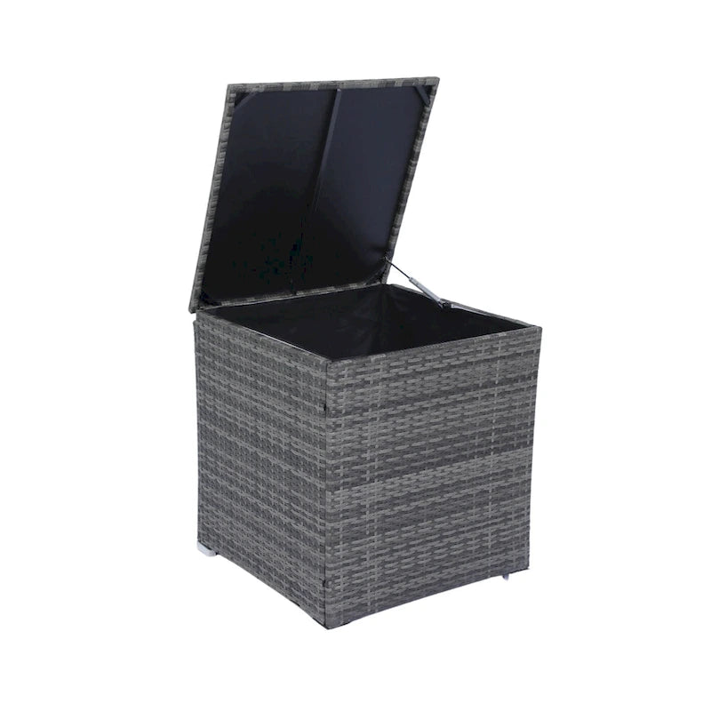 Ensemble de canapé d'angle en forme de L 8 places pour patio, ensemble de meubles d'extérieur en rotin osier avec un coffre de rangement sous le siège et une table basse