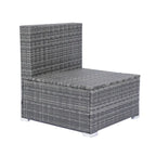 Ensemble de canapé d'angle en forme de L 8 places pour patio, ensemble de meubles d'extérieur en rotin osier avec un coffre de rangement sous le siège et une table basse