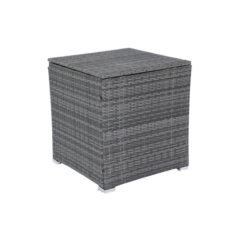 Ensemble de canapé d'angle en forme de L 8 places pour patio, ensemble de meubles d'extérieur en rotin osier avec un coffre de rangement sous le siège et une table basse