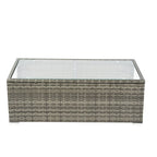 Ensemble de canapé d'angle en forme de L 8 places pour patio, ensemble de meubles d'extérieur en rotin osier avec un coffre de rangement sous le siège et une table basse