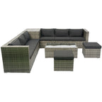 Ensemble de canapé d'angle en forme de L 8 places pour patio, ensemble de meubles d'extérieur en rotin osier avec un coffre de rangement sous le siège et une table basse