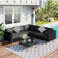 Ensemble de mobilier d'extérieur 4 pièces, salon de jardin tout temps, ensemble de canapé d'angle en osier avec coussins et table basse