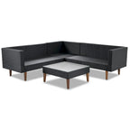 Ensemble de mobilier d'extérieur 4 pièces, salon de jardin tout temps, ensemble de canapé d'angle en osier avec coussins et table basse