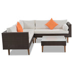Ensemble de mobilier d'extérieur 4 pièces, salon de jardin tout temps, ensemble de canapé d'angle en osier avec coussins et table basse