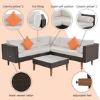 Ensemble de mobilier d'extérieur 4 pièces, salon de jardin tout temps, ensemble de canapé d'angle en osier avec coussins et table basse