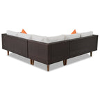 Ensemble de mobilier d'extérieur 4 pièces, salon de jardin tout temps, ensemble de canapé d'angle en osier avec coussins et table basse
