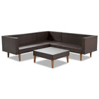 Ensemble de mobilier d'extérieur 4 pièces, salon de jardin tout temps, ensemble de canapé d'angle en osier avec coussins et table basse