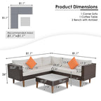 Ensemble de mobilier d'extérieur 4 pièces, salon de jardin tout temps, ensemble de canapé d'angle en osier avec coussins et table basse