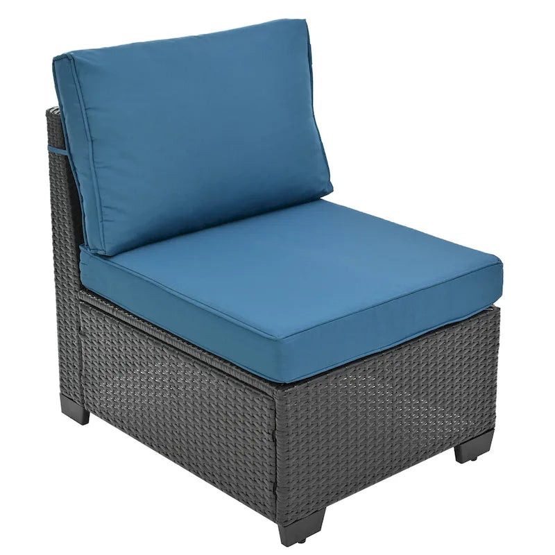 Ensemble de mobilier d'extérieur 10 pièces, ensemble de canapés modulaires en rotin pour terrasse, ensemble de conversation toutes saisons avec coussins et table basse