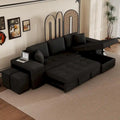 Canapé sectionnel réversible moderne 3 places en forme de L Roomfitters, canapé-lit gigogne avec méridienne de rangement et deux poufs