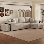 Canapé sectionnel réversible moderne 3 places en forme de L Roomfitters, canapé-lit gigogne avec méridienne de rangement et deux poufs