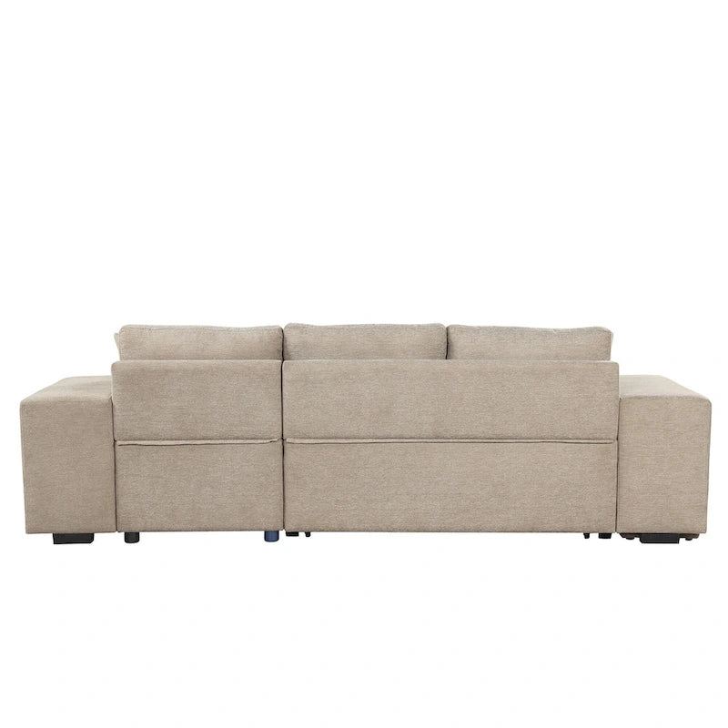 Canapé sectionnel réversible moderne 3 places en forme de L Roomfitters, canapé-lit gigogne avec méridienne de rangement et deux poufs