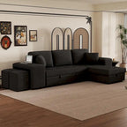Canapé sectionnel réversible moderne 3 places en forme de L Roomfitters, canapé-lit gigogne avec méridienne de rangement et deux poufs